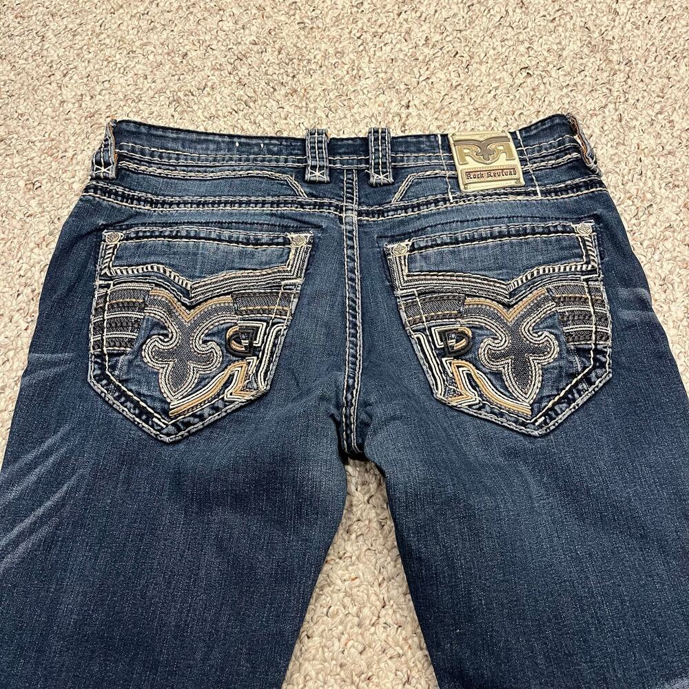 Rock Revival Joe Straight Jeans Mens 36 Embellished Grunge Denim Rocker Casual